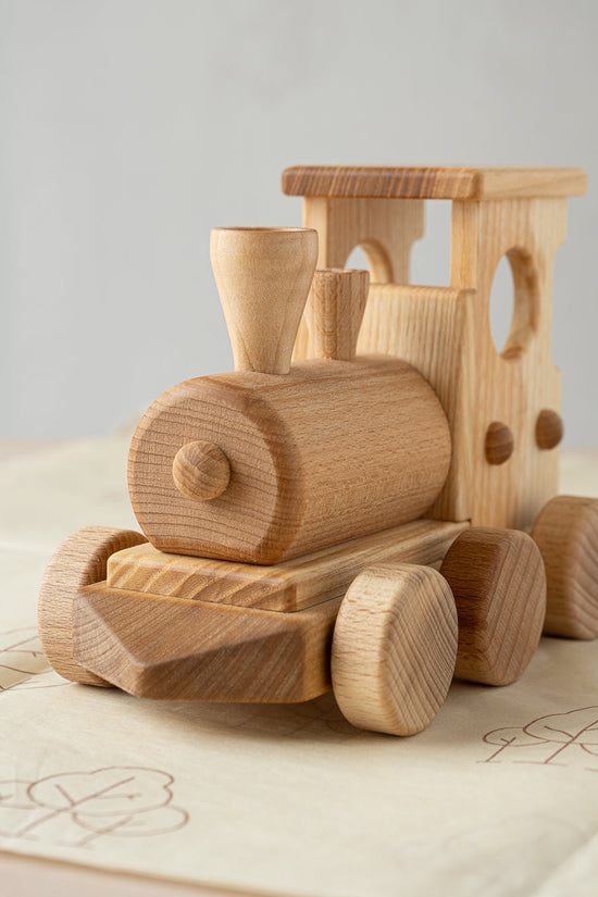 Pull Along Train and Wooden Building Blocks