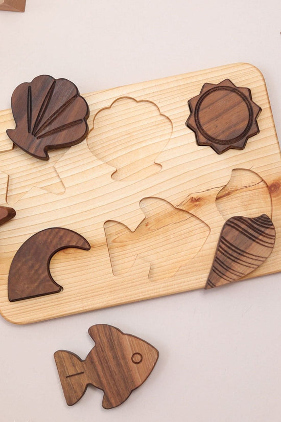 6 Piece Beginner Wooden Seaside Puzzle Board