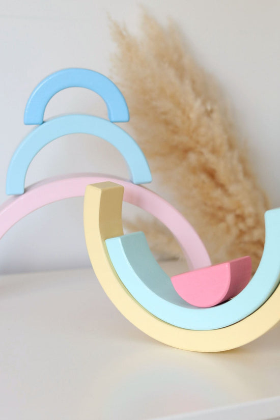 Wooden Pastel 6 Piece Rainbow Stacker, Nursery Décor