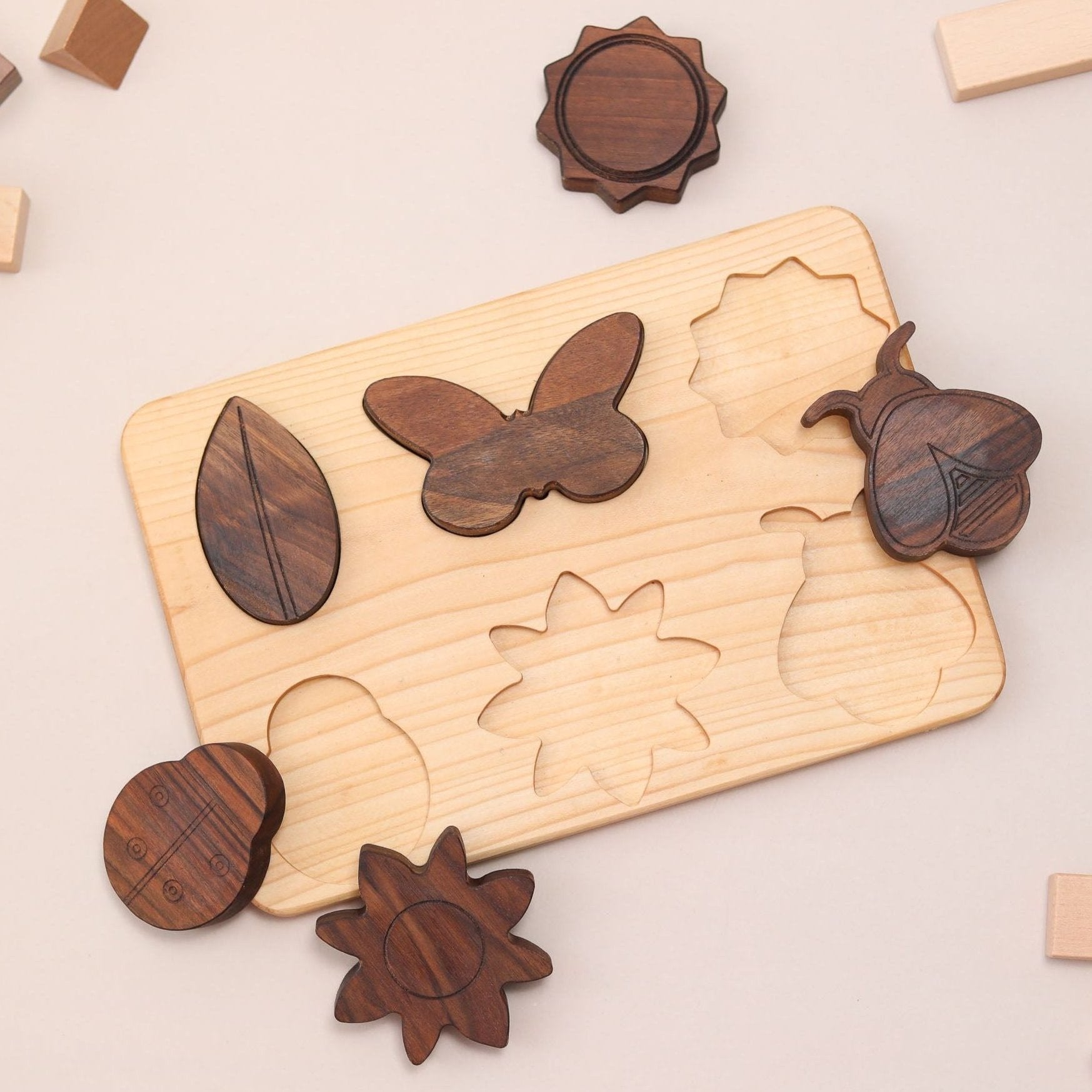6 Piece Wooden Natural Life Puzzle Board, First Beginner Puzzle
