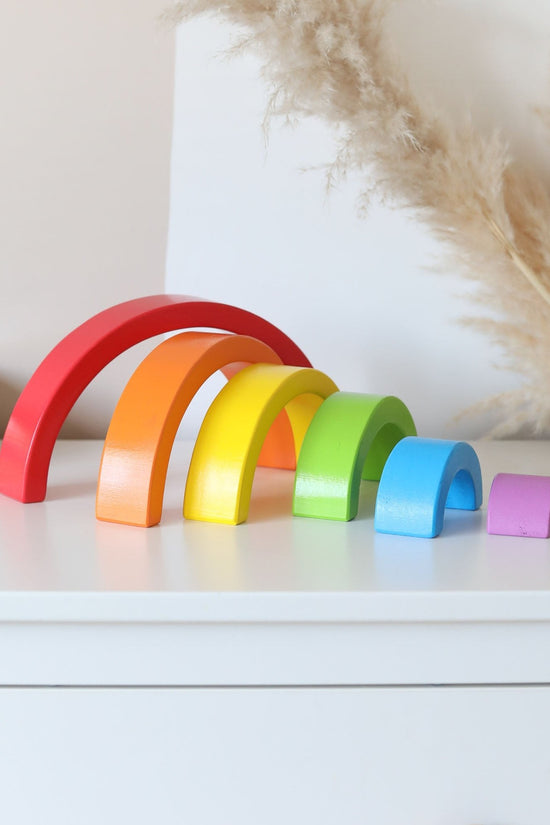 Wooden Pastel 6 Piece Rainbow Stacker, Nursery Décor