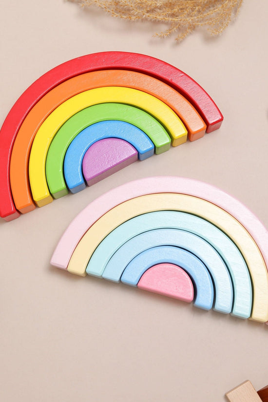 Wooden Pastel 6 Piece Rainbow Stacker, Nursery Décor