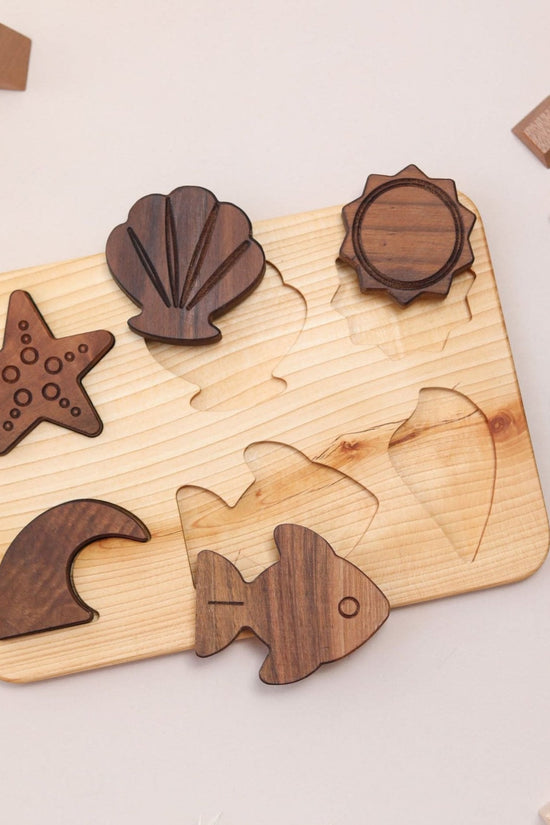 6 Piece Beginner Wooden Seaside Puzzle Board