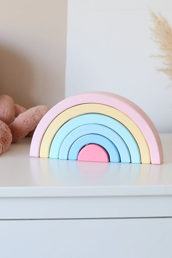 Wooden Pastel 6 Piece Rainbow Stacker, Nursery Décor