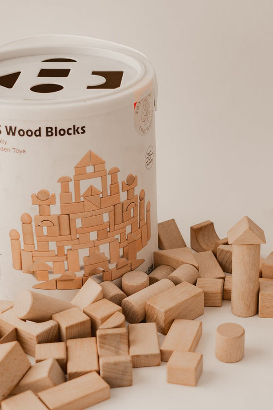 100 Piece Natural Wooden Blocks Set