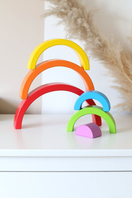 Wooden Pastel 6 Piece Rainbow Stacker, Nursery Décor