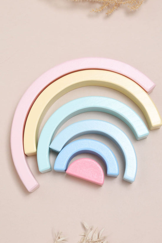 Wooden Pastel 6 Piece Rainbow Stacker, Nursery Décor