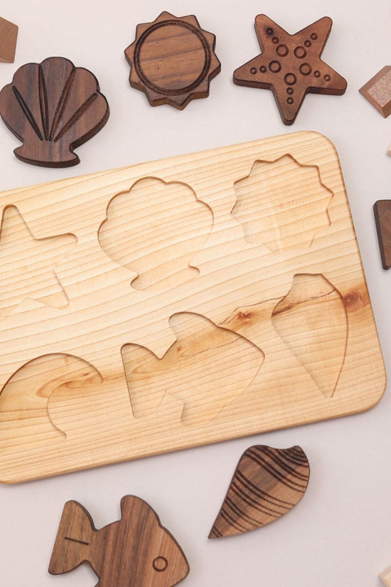 6 Piece Beginner Wooden Seaside Puzzle Board