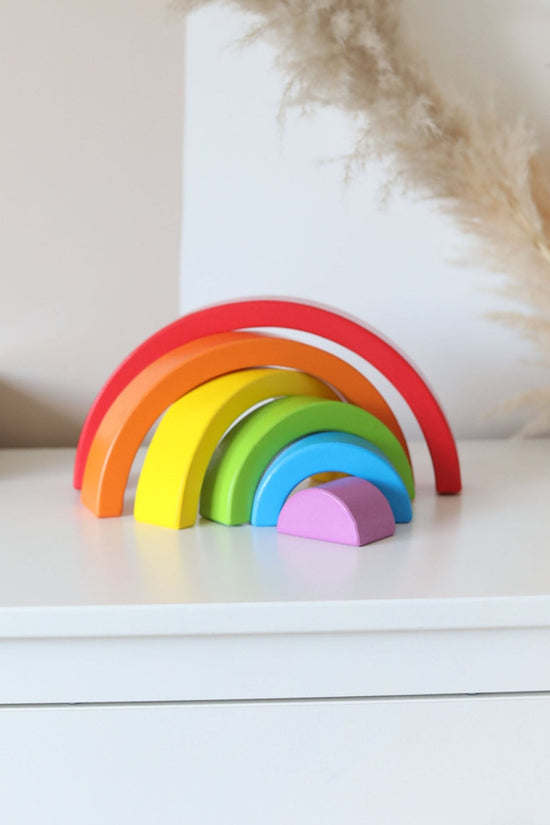 Wooden Pastel 6 Piece Rainbow Stacker, Nursery Décor
