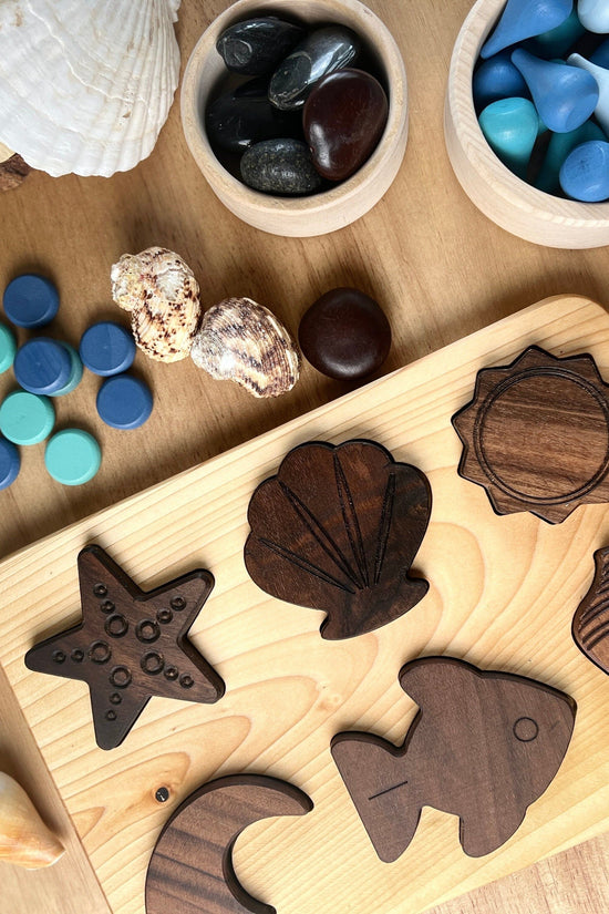 6 Piece Beginner Wooden Seaside Puzzle Board