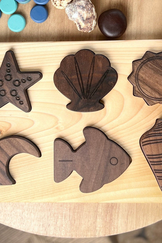 6 Piece Beginner Wooden Seaside Puzzle Board