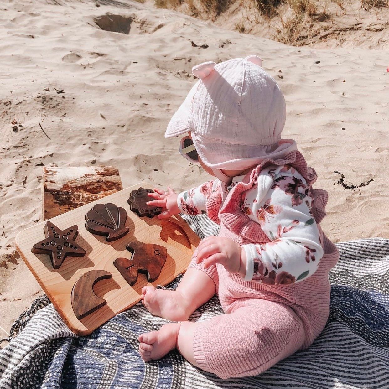 6 Piece Beginner Wooden Seaside Puzzle Board