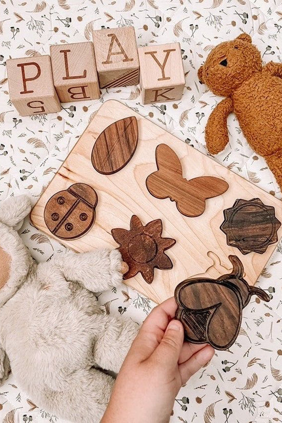6 Piece Wooden Natural Life Puzzle Board, First Beginner Puzzle